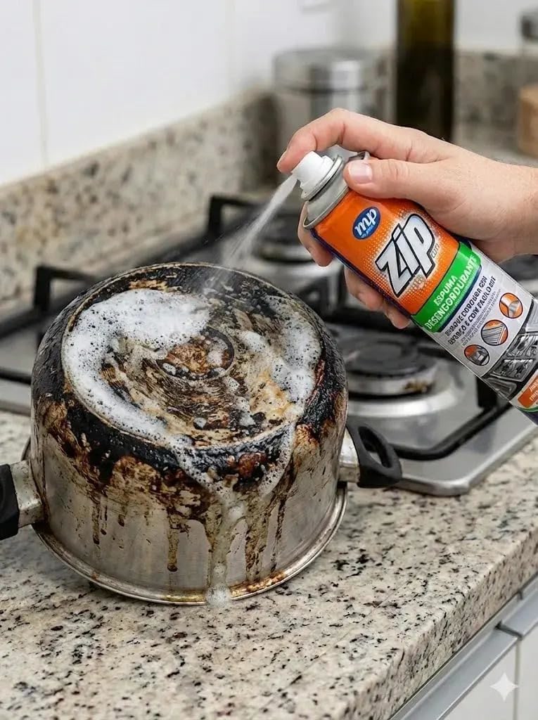 Espuma na panela queimada